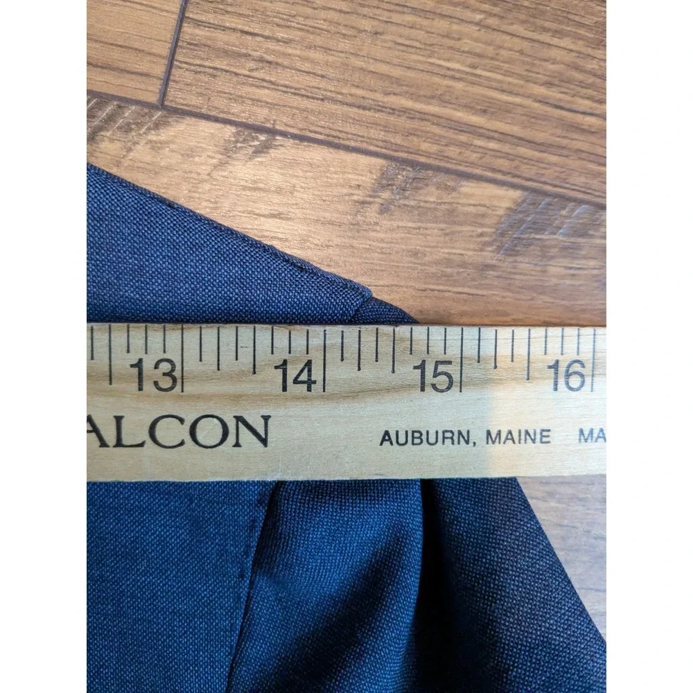 NWOT SUISTUDIO Women's Blue Wool Suit Set Blazer‎ 32R Pants 24x29 READ